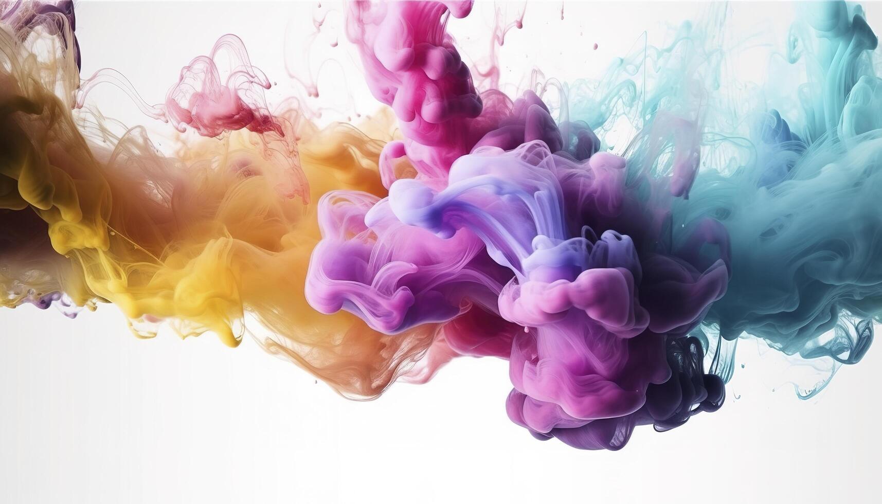 Abstract soft colorful ink splash in water background , photo