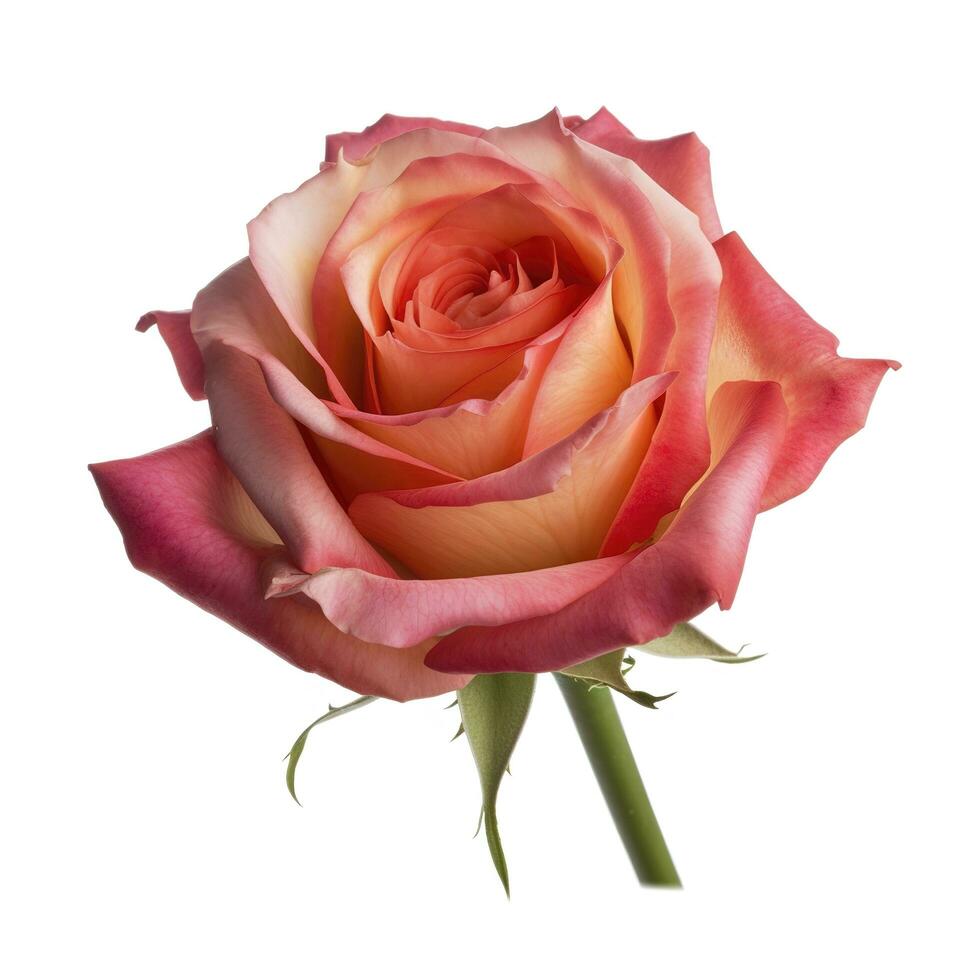 Fresh beautiful rose isolated on white background with clipping pat, generate ai photo