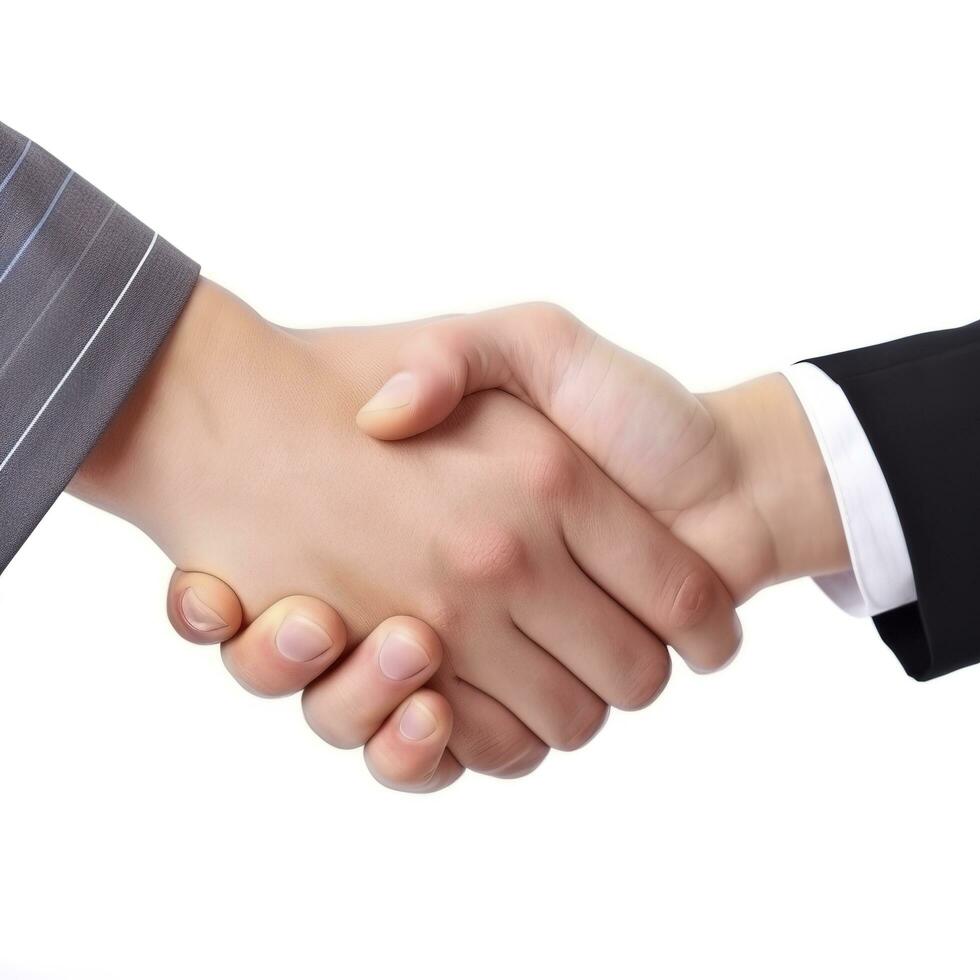 Handshake isolated on white background, generate ai photo