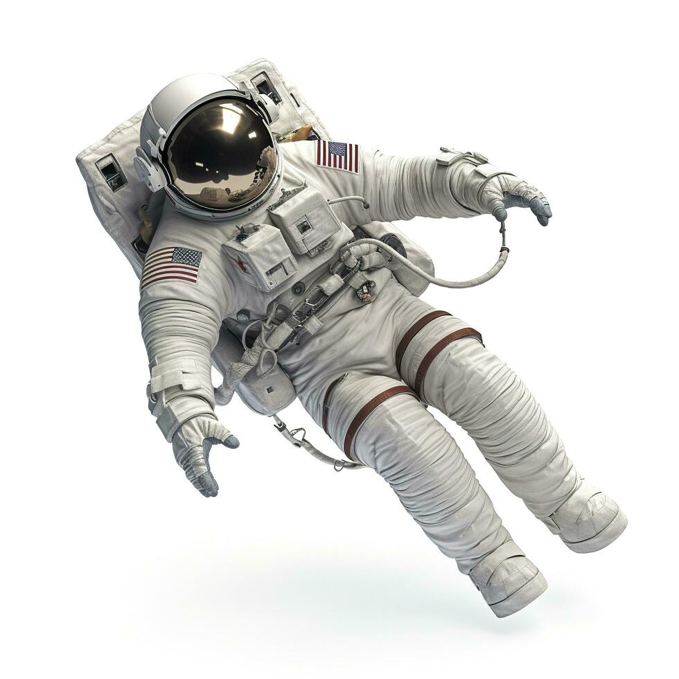 Astronaut on white. Mixed media, generate ai photo
