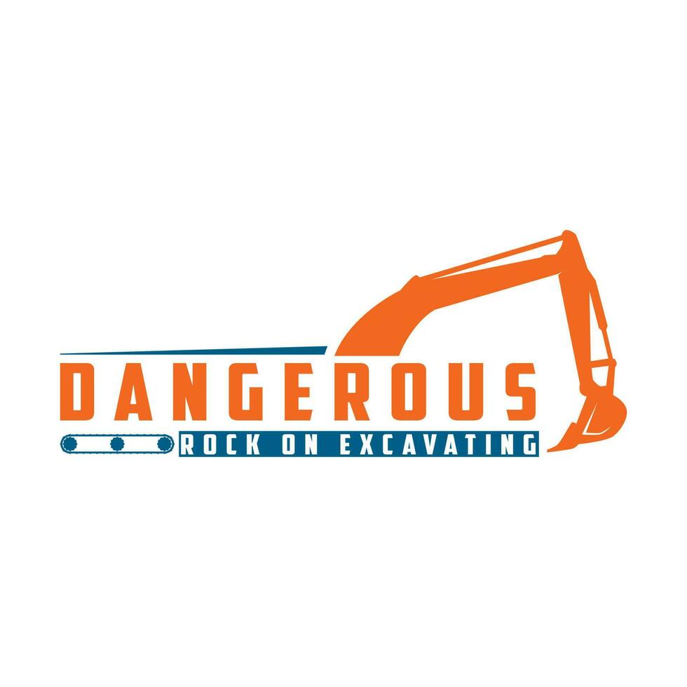 Dangerous Rock On Excavating minimalist business logo design vector