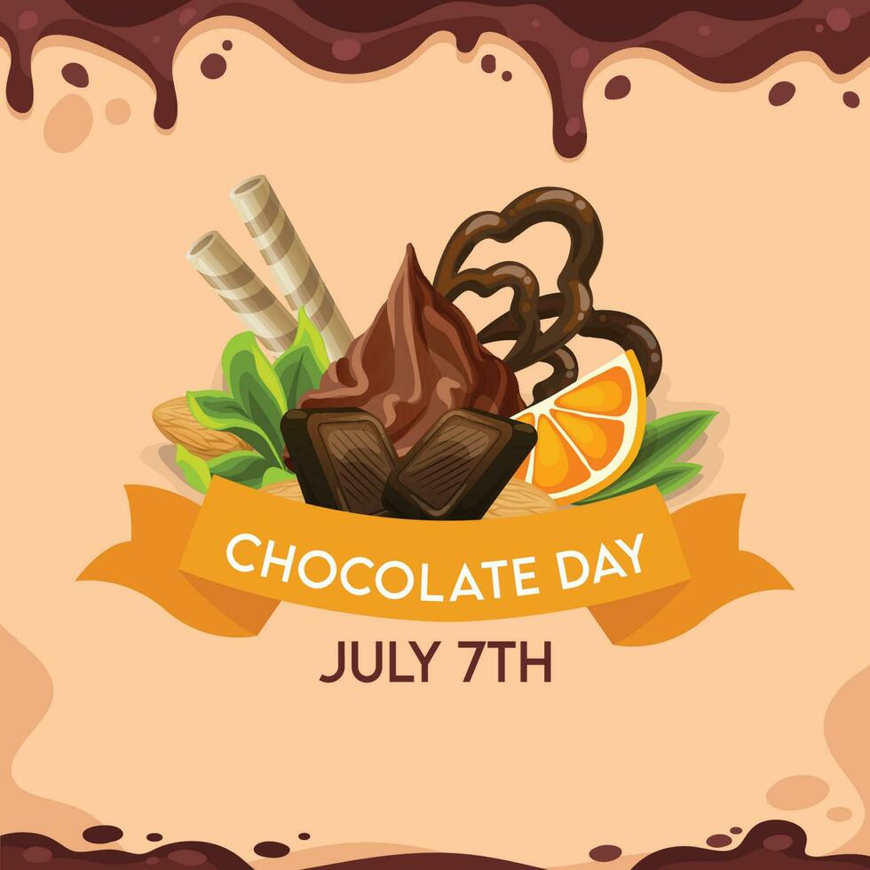 flat world chocolate day background vector