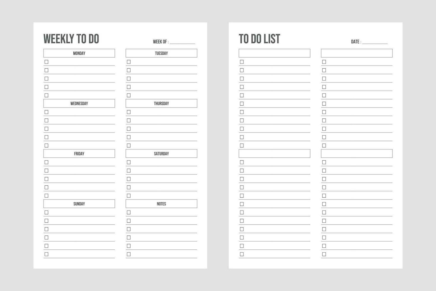 Weekly to do list planner, simple design vector