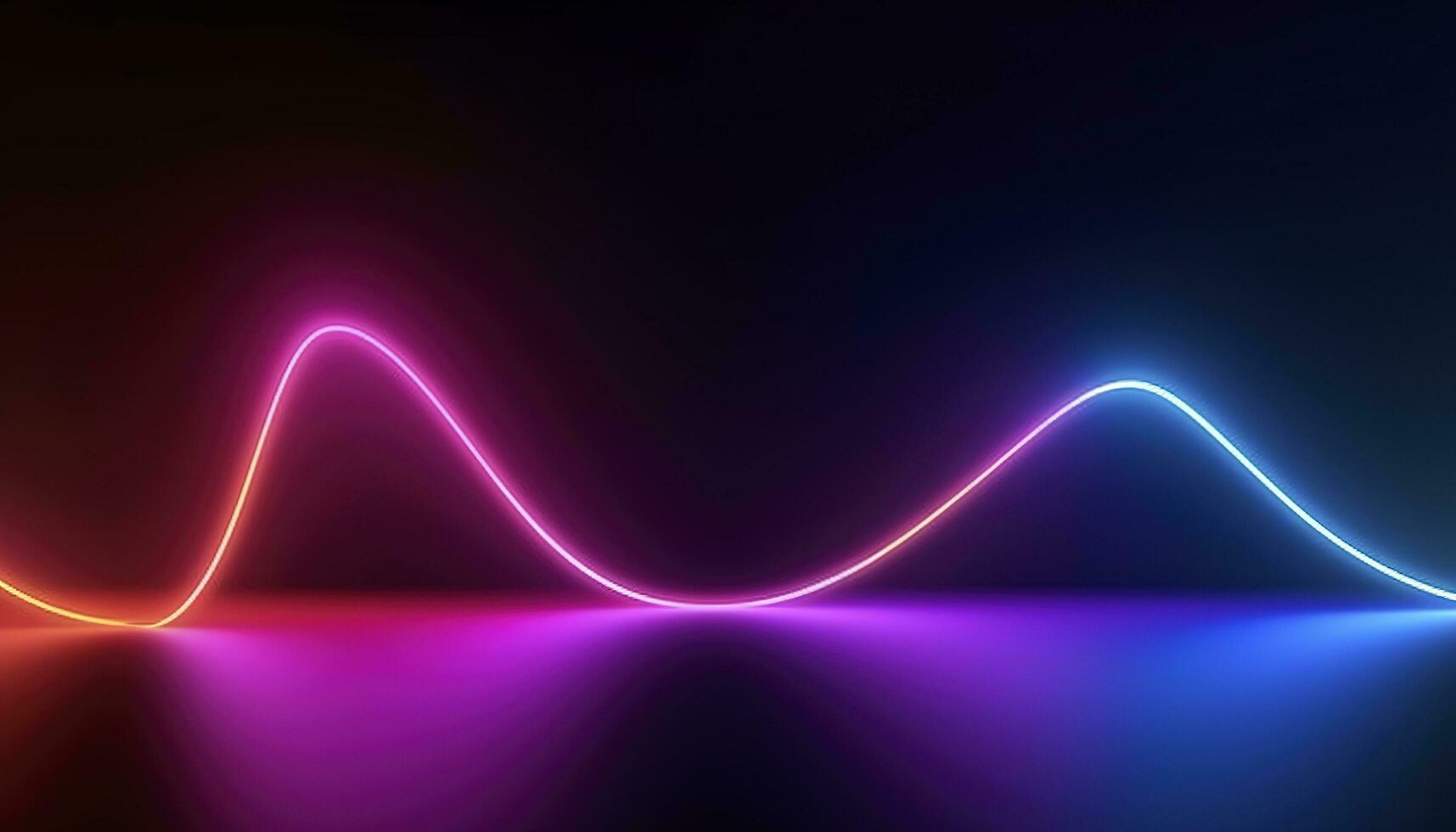 3d rendering, the abstract background of colorful neon wavy lines glowing in the dark. Modern simple wallpaper, generates ai photo