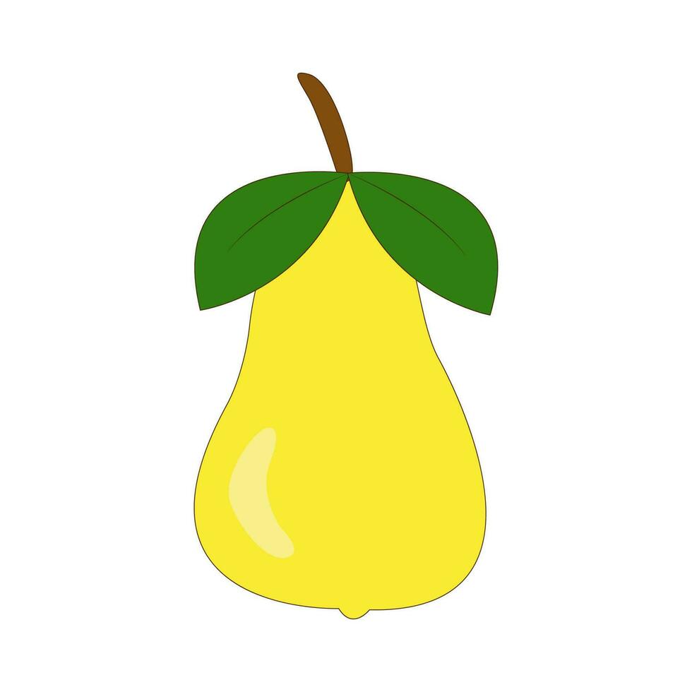 Juicy yellow pear. Vector illustration icon isolated on white background. summer fruits