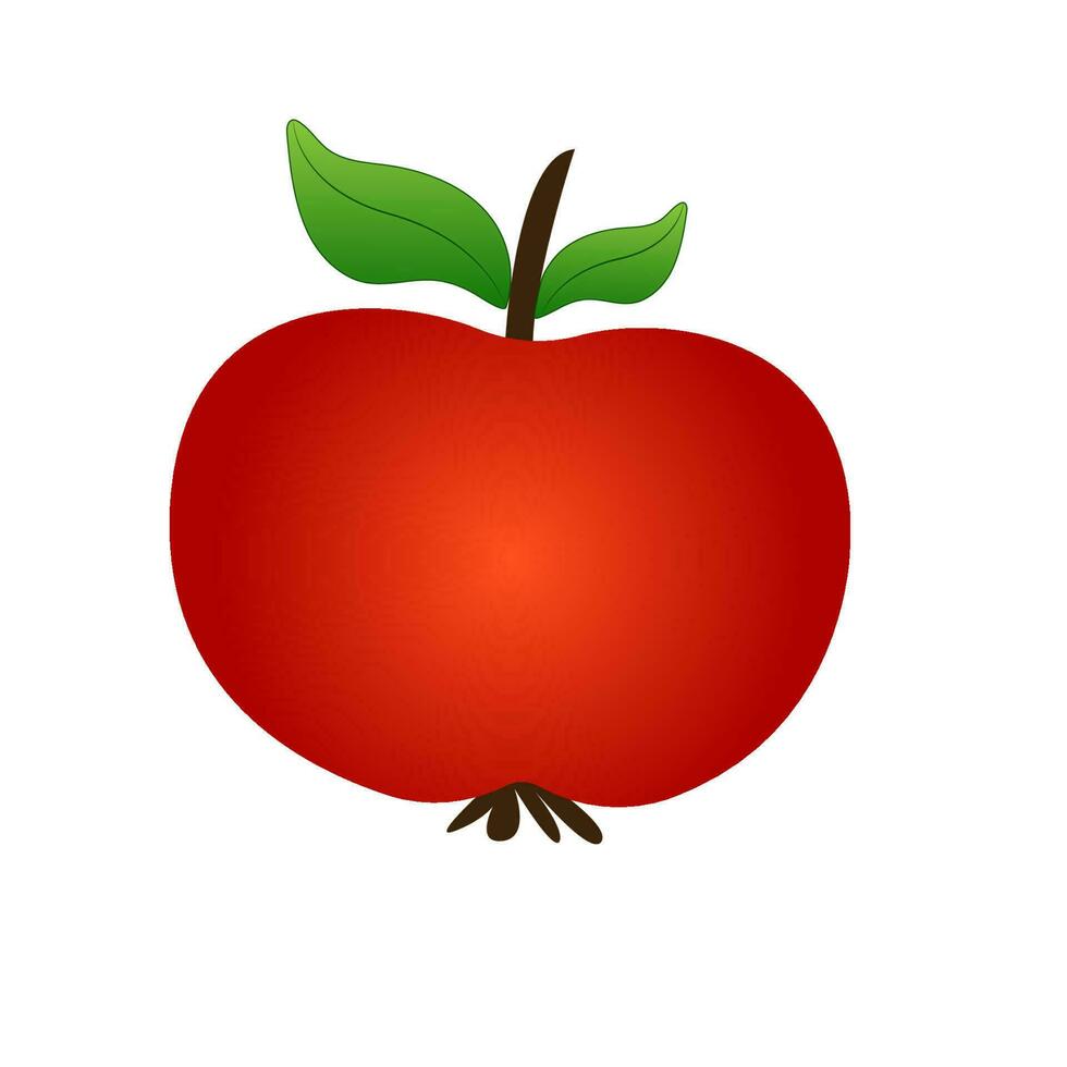 Juicy red apple. Vector illustration icon isolated on white background. summer fruits