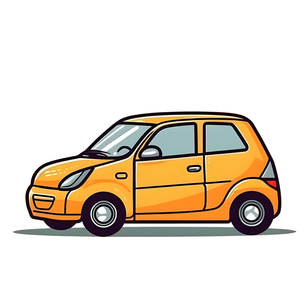Dynamic Yellow Car Mockup Cartoon, Iconic Illustration for Captivating Automotive Designs png