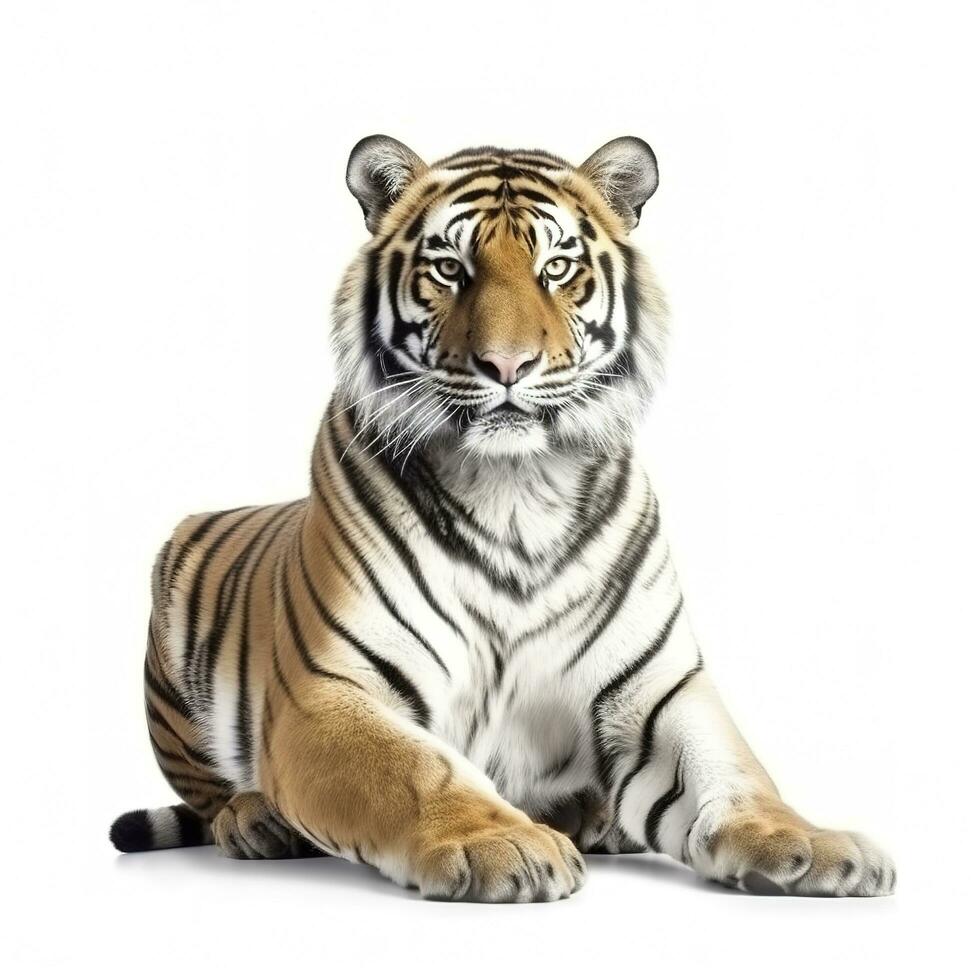 Tiger isolated on white background, generate ai photo