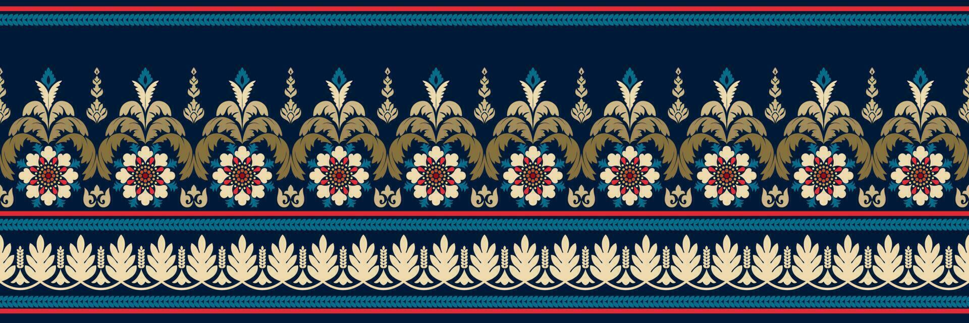 Paisley ethnic seamless pattern design. floral pattern with paisley and indian flower motifs. damask style pattern for textil and decoration vector