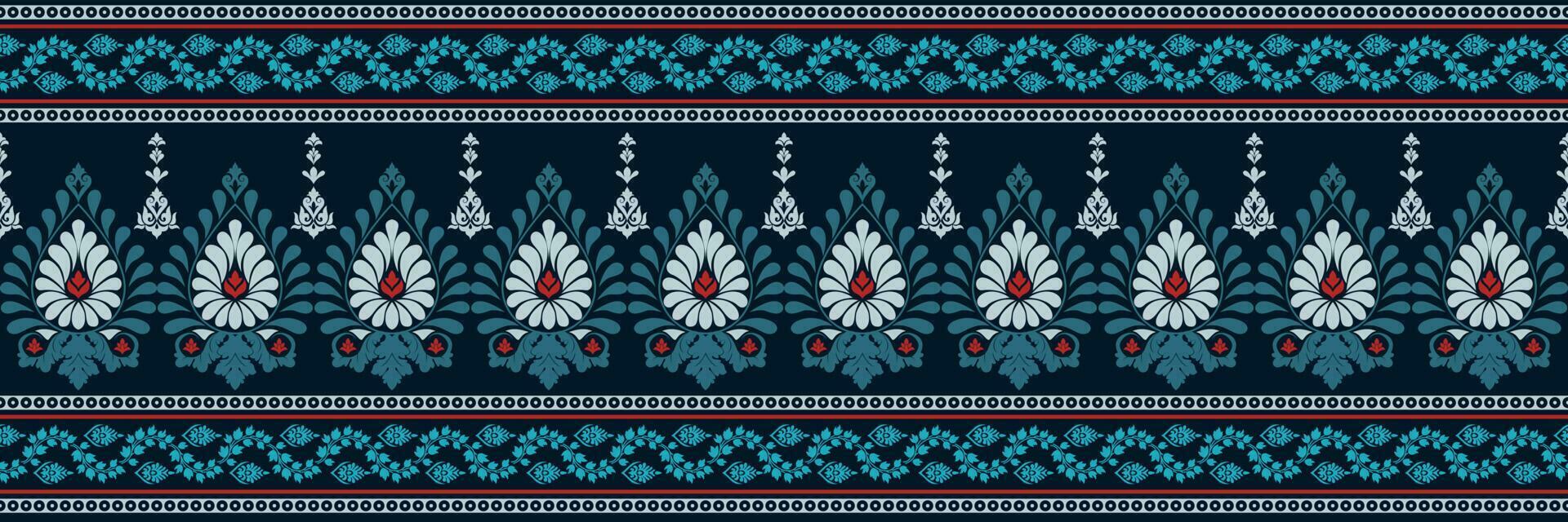 Paisley ethnic seamless pattern design. floral pattern with paisley and indian flower motifs. damask style pattern for textil and decoration vector