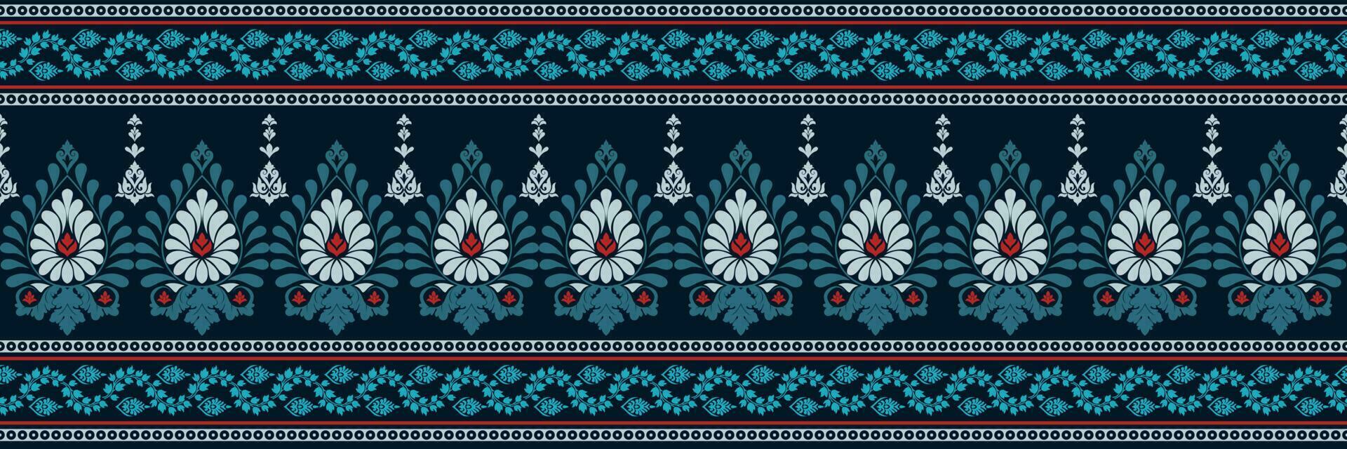 Paisley ethnic seamless pattern design. floral pattern with paisley and indian flower motifs. damask style pattern for textil and decoration vector