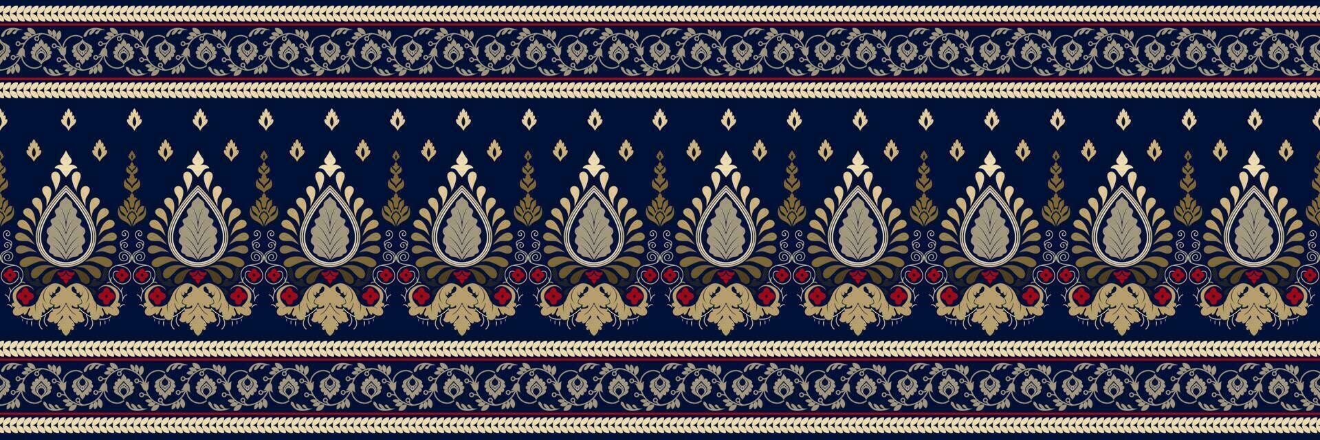 Paisley ethnic seamless pattern design. floral pattern with paisley and indian flower motifs. damask style pattern for textil and decoration vector