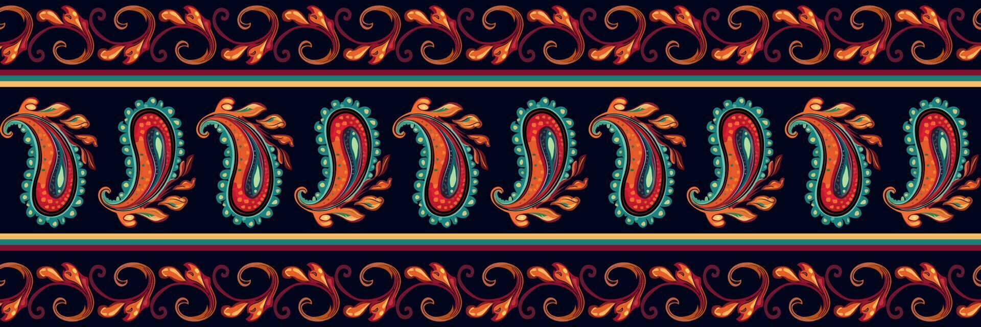 Paisley ethnic seamless pattern design. floral pattern with paisley and indian flower motifs. damask style pattern for textil and decoration vector