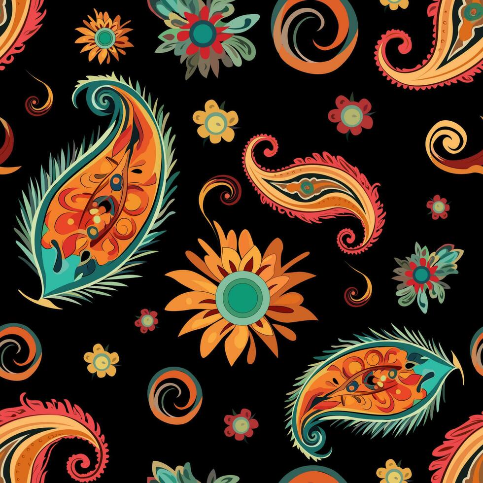 cachemir étnico sin costura modelo diseño. floral modelo con cachemir y indio flor motivos damasco estilo modelo para textil y decoración vector