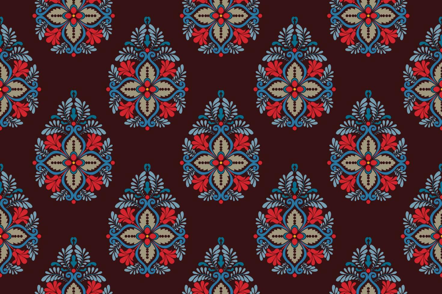 Paisley ethnic seamless pattern design. floral pattern with paisley and indian flower motifs. damask style pattern for textil and decoration vector