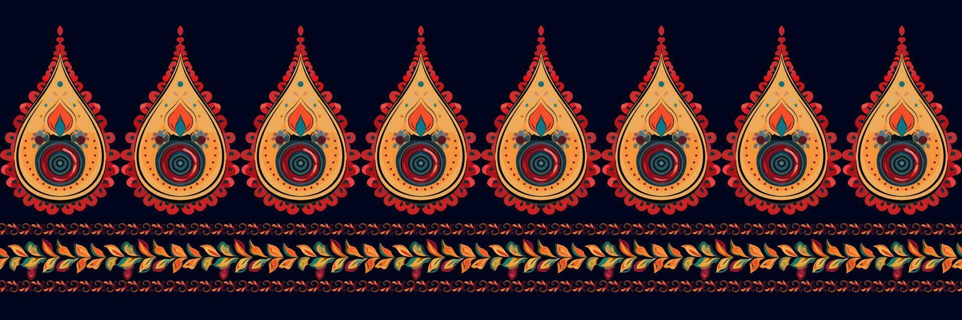Paisley ethnic seamless pattern design. floral pattern with paisley and indian flower motifs. damask style pattern for textil and decoration vector