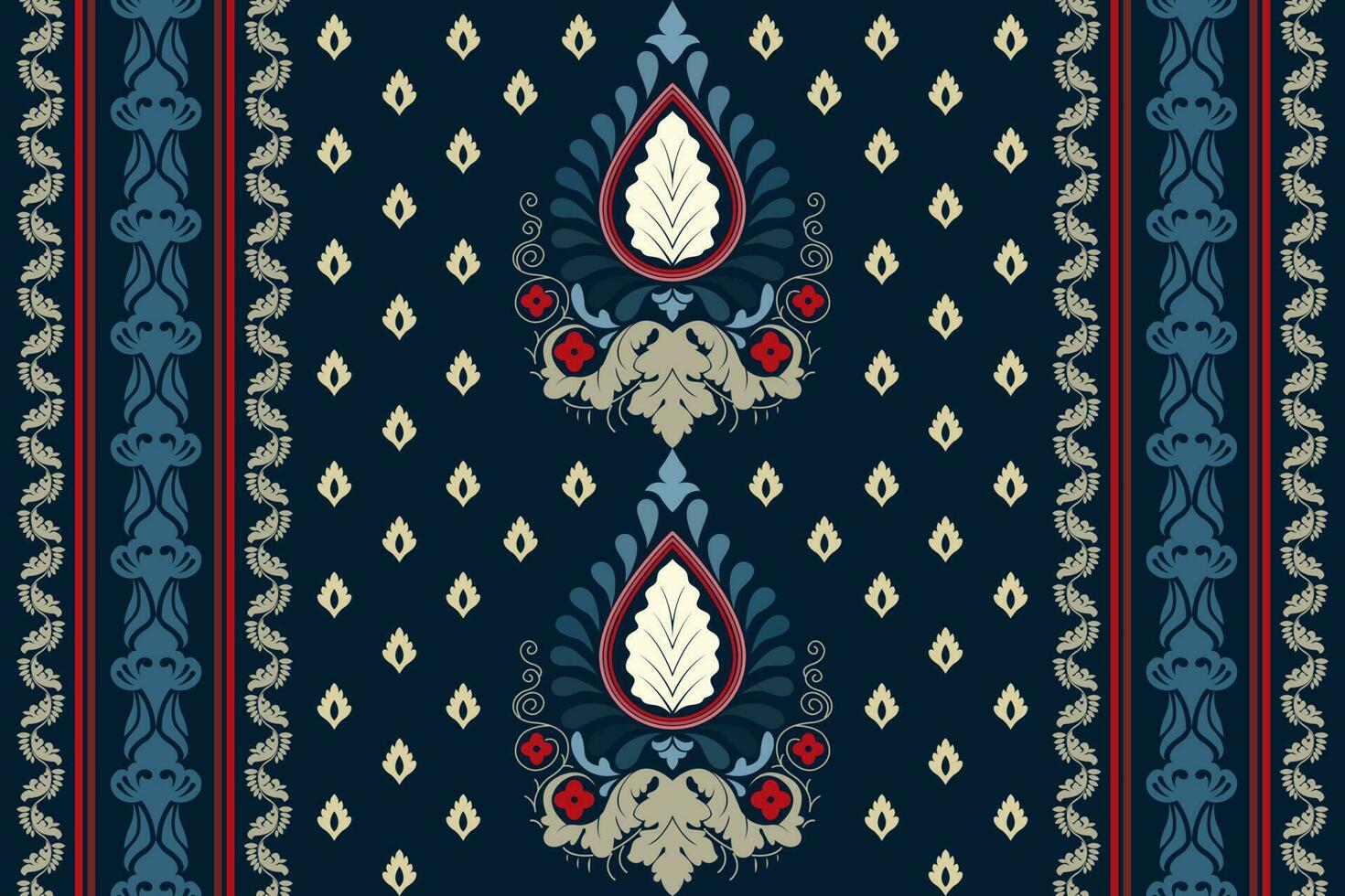 Paisley ethnic seamless pattern design. floral pattern with paisley and indian flower motifs. damask style pattern for textil and decoration vector