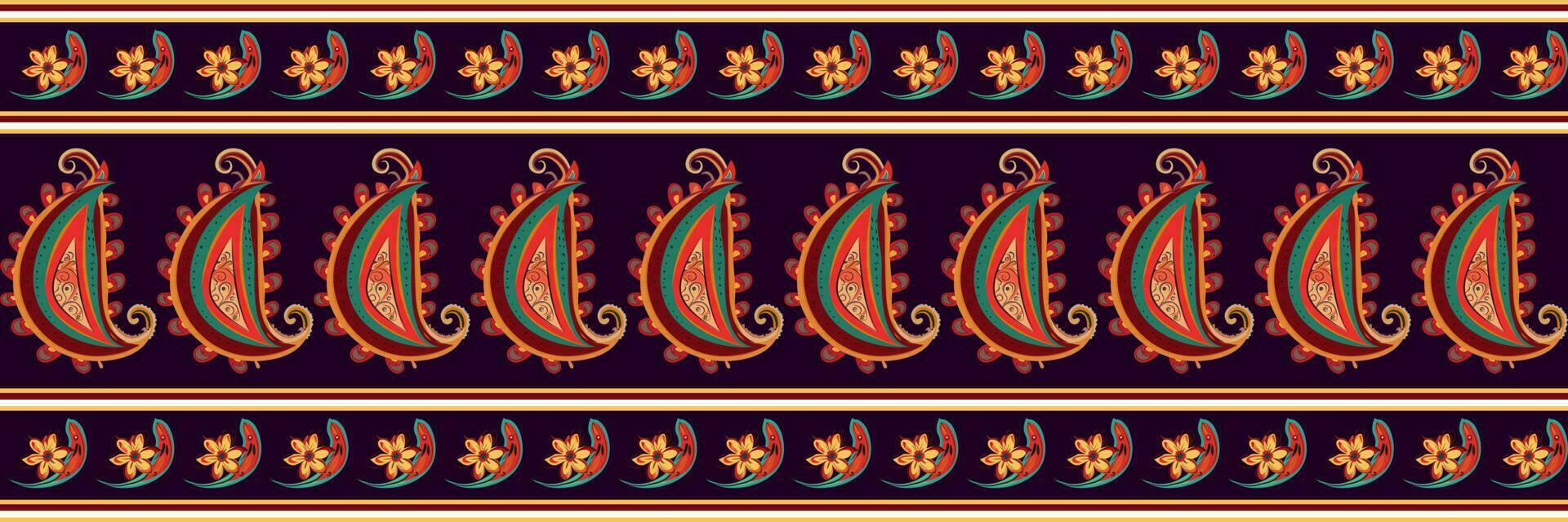 Paisley ethnic seamless pattern design. floral pattern with paisley and indian flower motifs. damask style pattern for textil and decoration vector