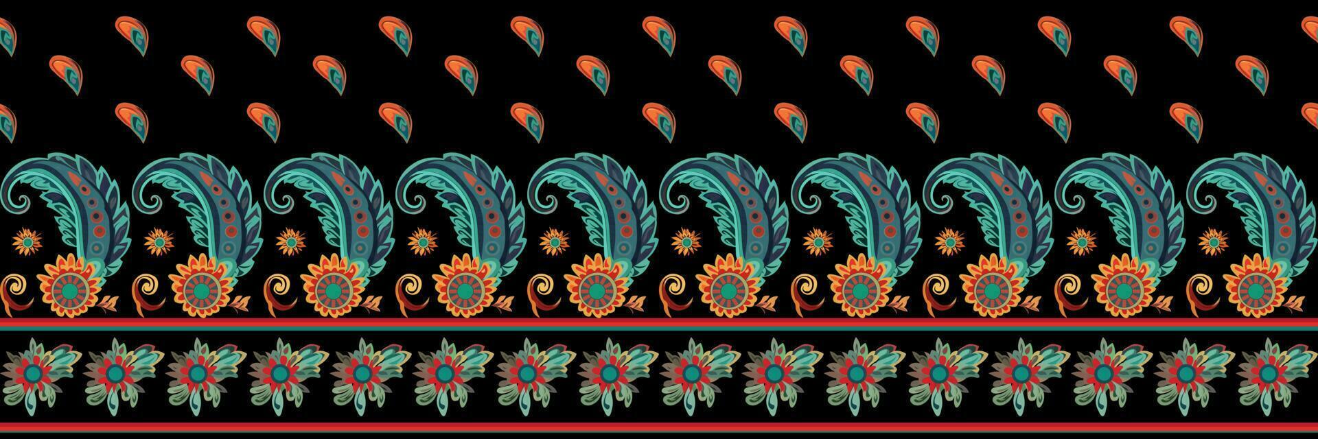 cachemir étnico sin costura modelo diseño. floral modelo con cachemir y indio flor motivos damasco estilo modelo para textil y decoración vector