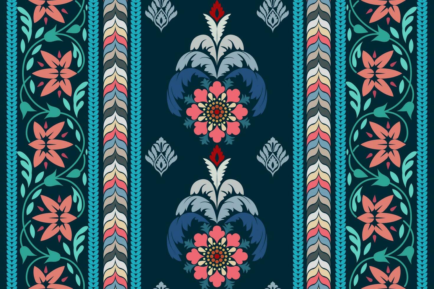 Paisley ethnic seamless pattern design. floral pattern with paisley and indian flower motifs. damask style pattern for textil and decoration vector