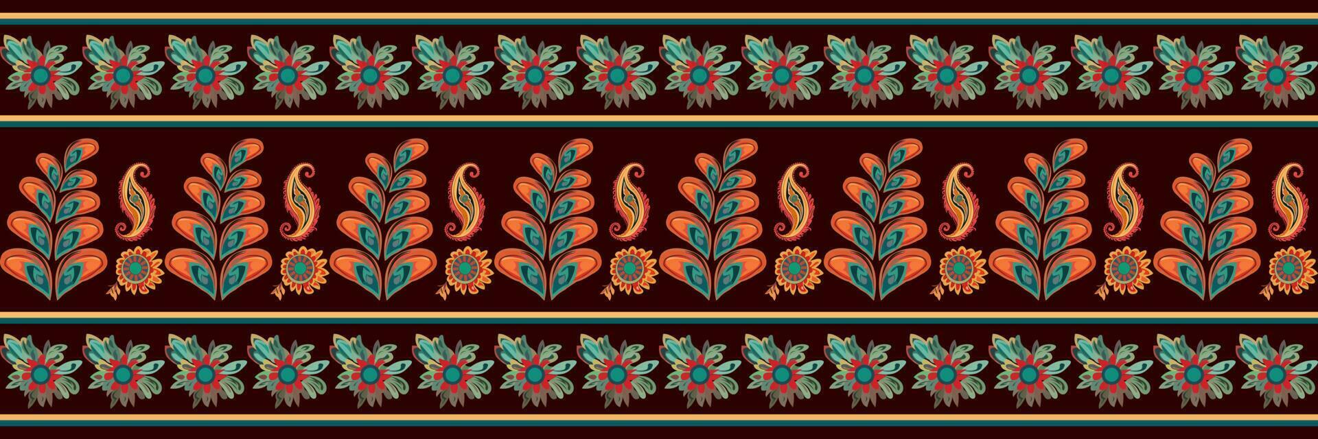 Paisley ethnic seamless pattern design. floral pattern with paisley and indian flower motifs. damask style pattern for textil and decoration vector