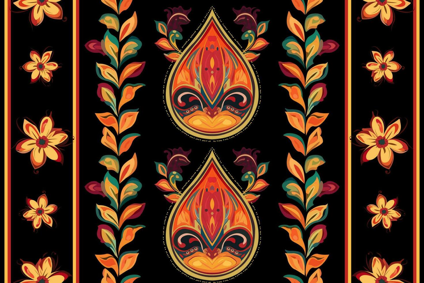 cachemir étnico sin costura modelo diseño. floral modelo con cachemir y indio flor motivos damasco estilo modelo para textil y decoración vector