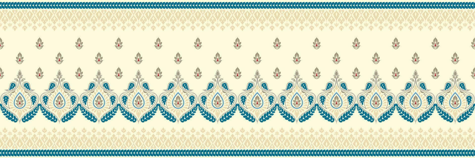 Paisley ethnic seamless pattern design. floral pattern with paisley and indian flower motifs. damask style pattern for textil and decoration vector