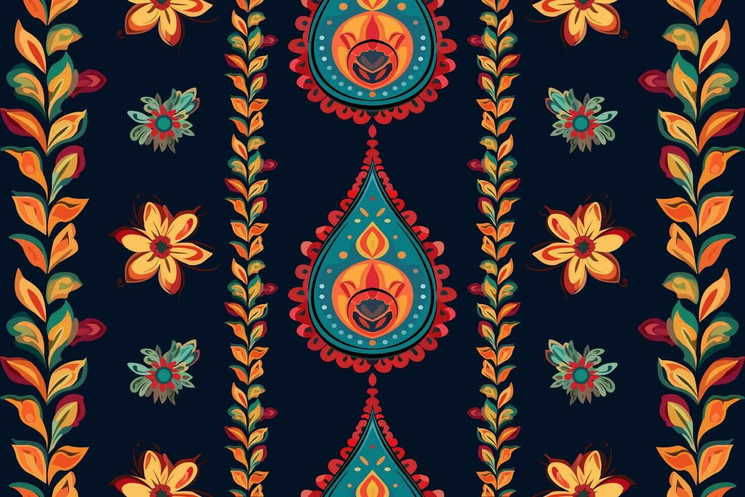 Paisley ethnic seamless pattern design. floral pattern with paisley and indian flower motifs. damask style pattern for textil and decoration vector