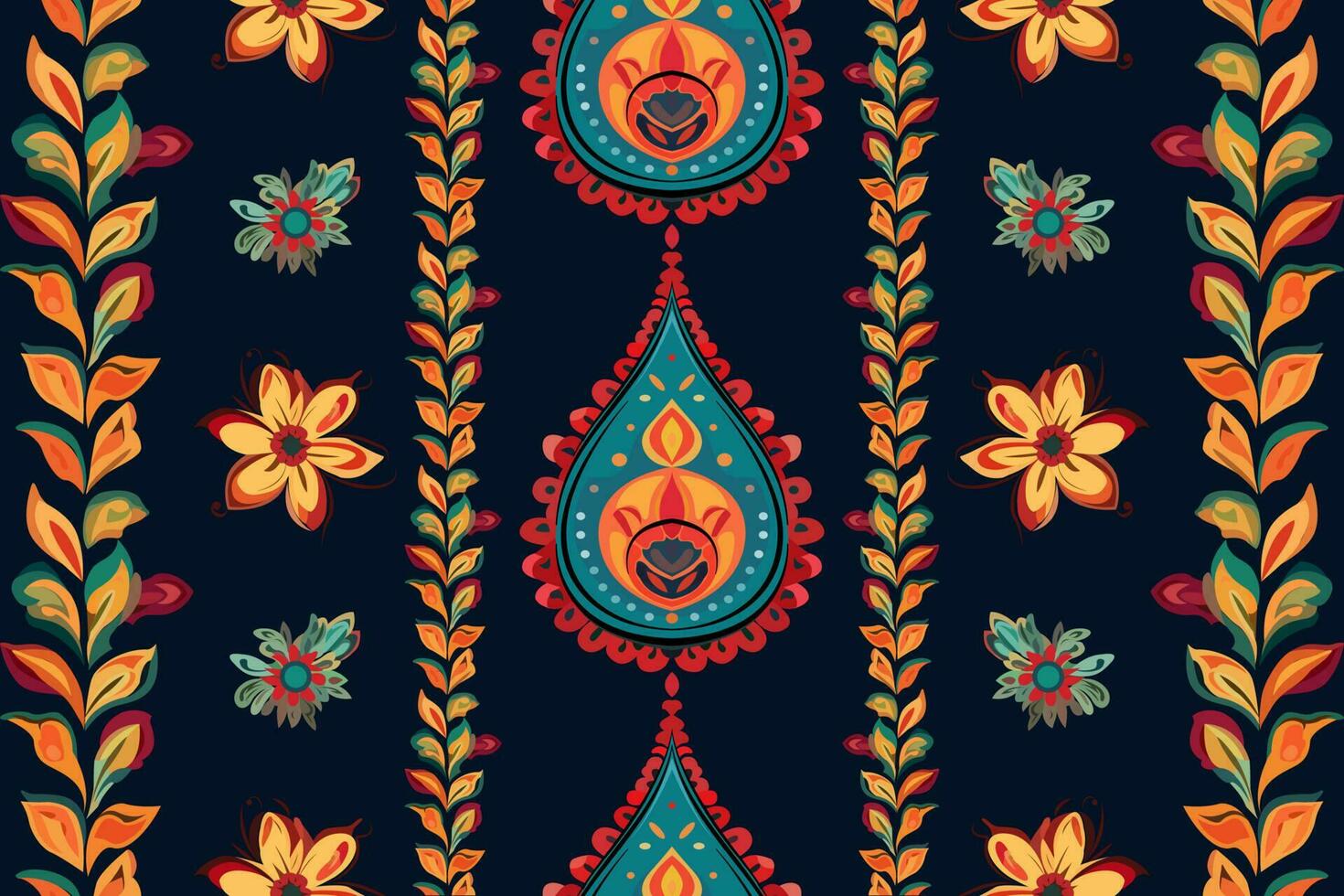 cachemir étnico sin costura modelo diseño. floral modelo con cachemir y indio flor motivos damasco estilo modelo para textil y decoración vector