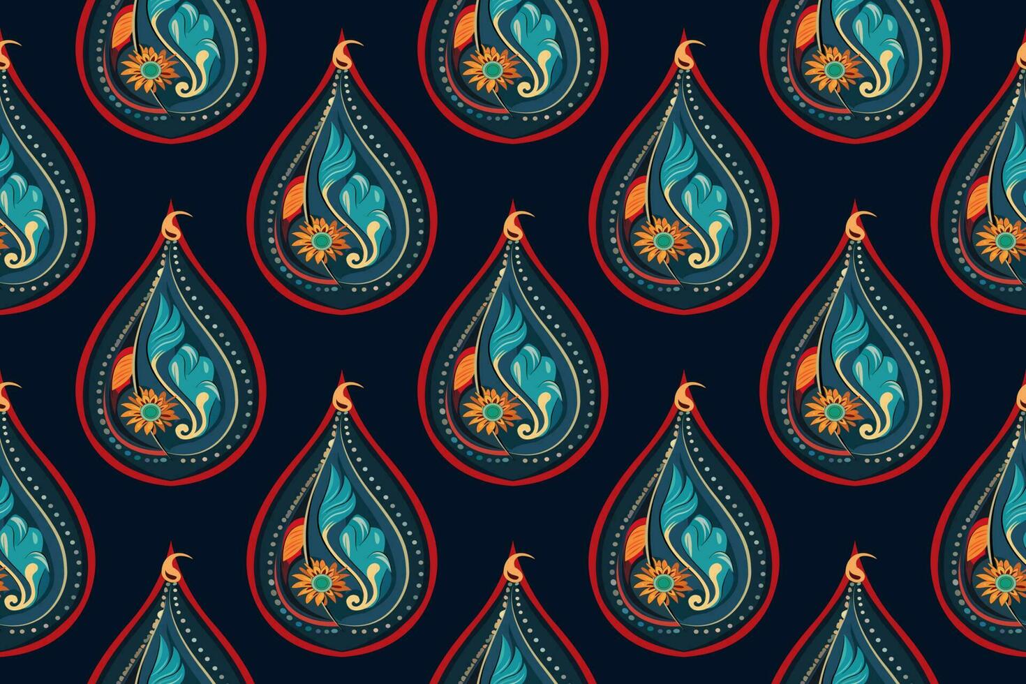 Paisley ethnic seamless pattern design. floral pattern with paisley and indian flower motifs. damask style pattern for textil and decoration vector