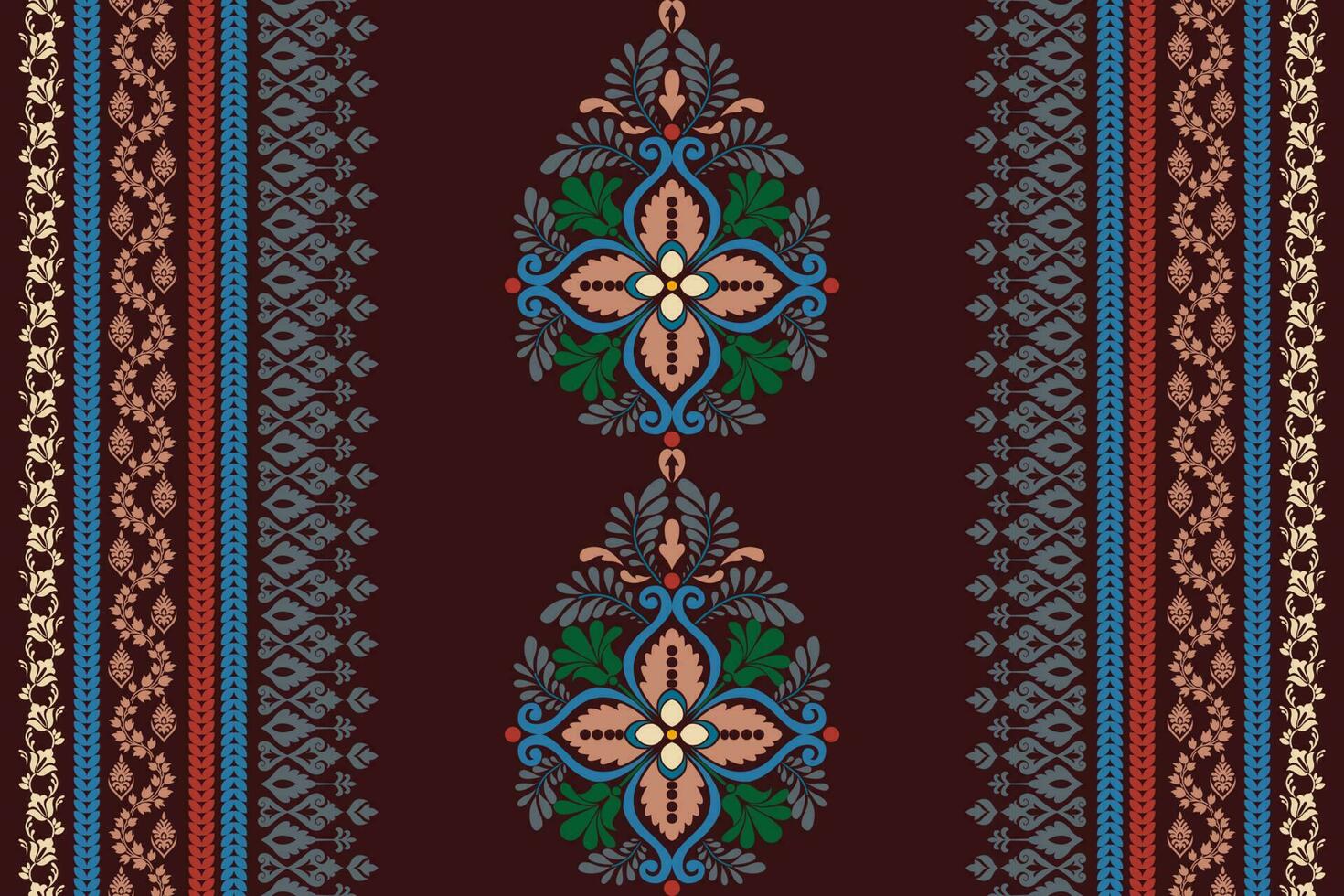 Paisley ethnic seamless pattern design. floral pattern with paisley and indian flower motifs. damask style pattern for textil and decoration vector