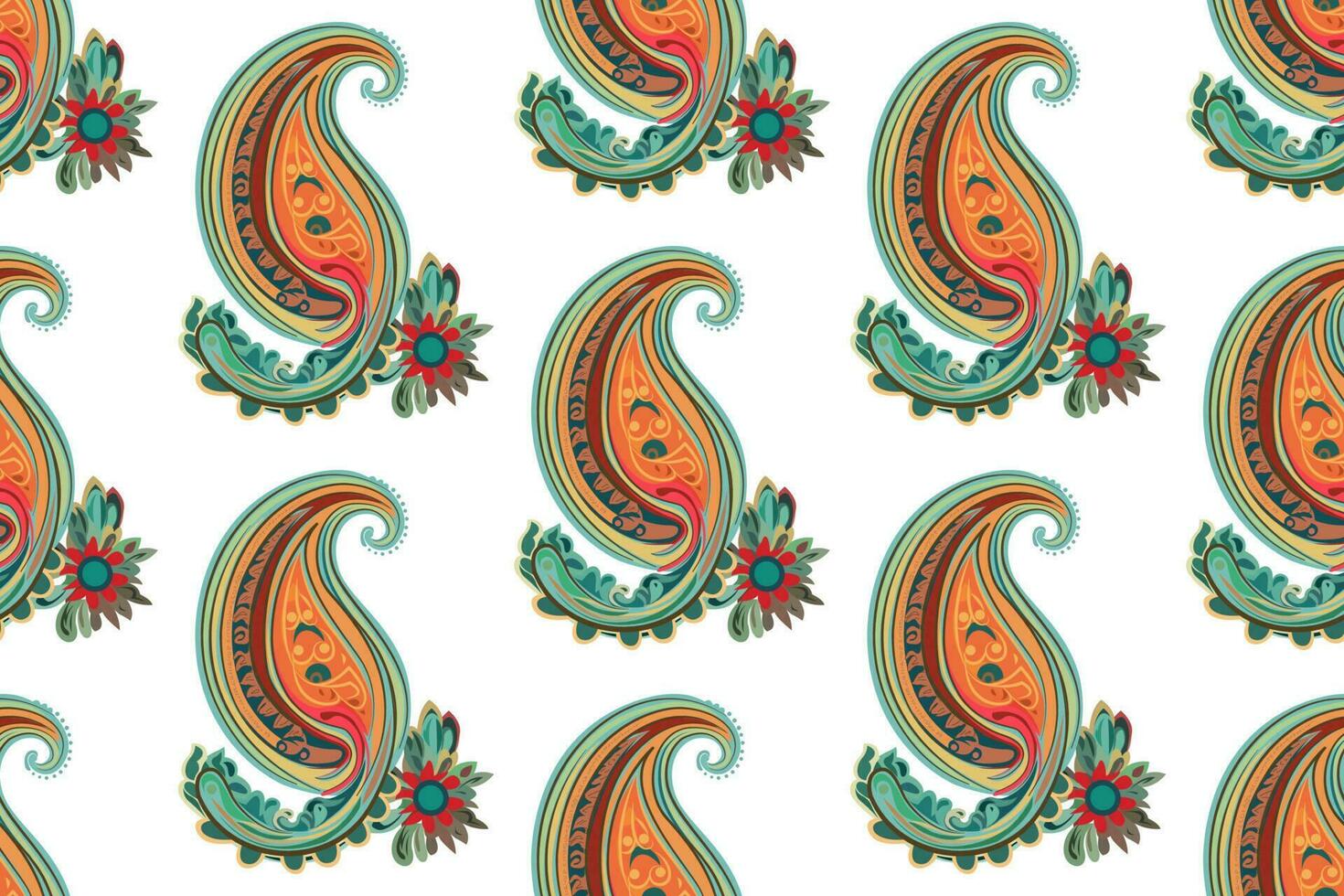 Paisley ethnic seamless pattern design. floral pattern with paisley and indian flower motifs. damask style pattern for textil and decoration vector