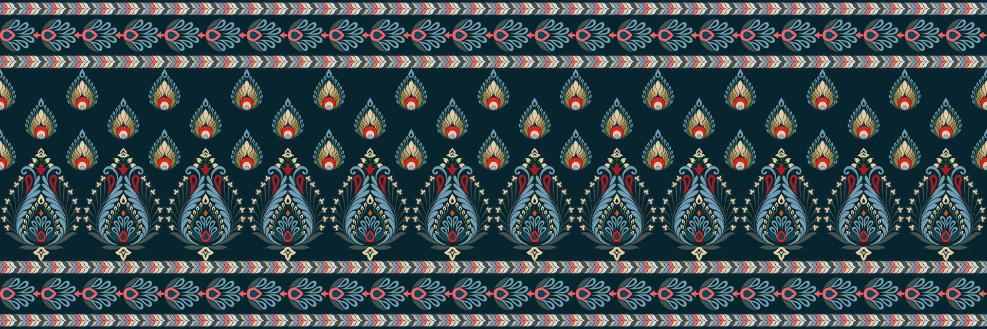 Paisley ethnic seamless pattern design. floral pattern with paisley and indian flower motifs. damask style pattern for textil and decoration vector