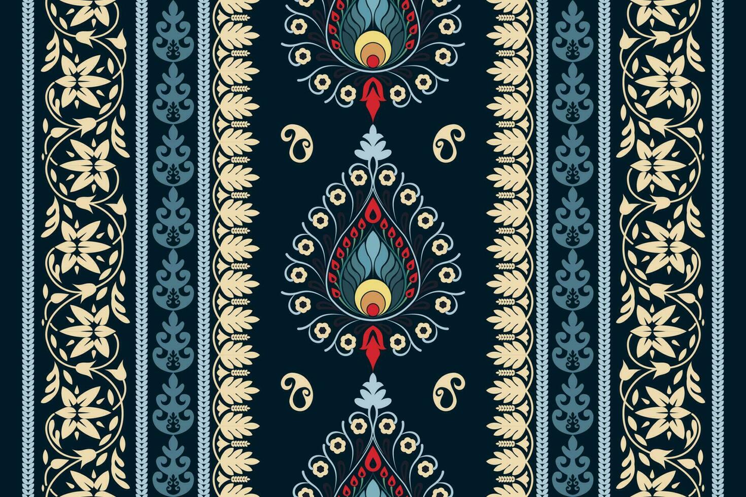 Paisley ethnic seamless pattern design. floral pattern with paisley and indian flower motifs. damask style pattern for textil and decoration vector