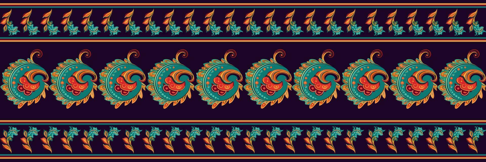 Paisley ethnic seamless pattern design. floral pattern with paisley and indian flower motifs. damask style pattern for textil and decoration vector