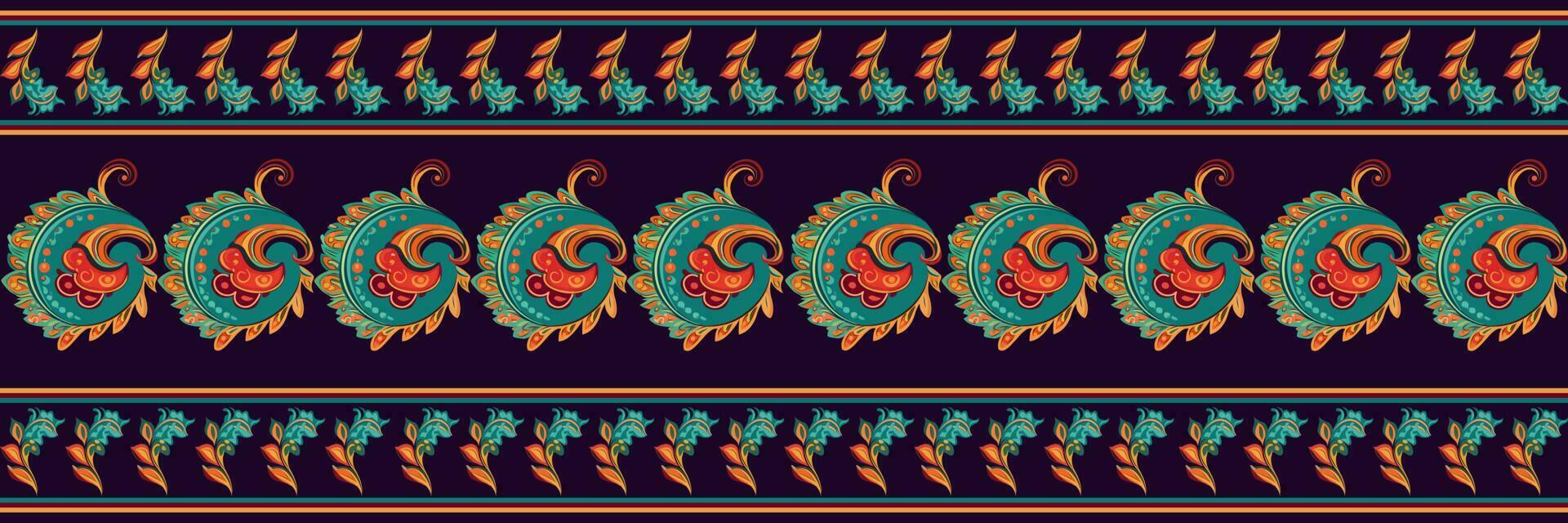 cachemir étnico sin costura modelo diseño. floral modelo con cachemir y indio flor motivos damasco estilo modelo para textil y decoración vector