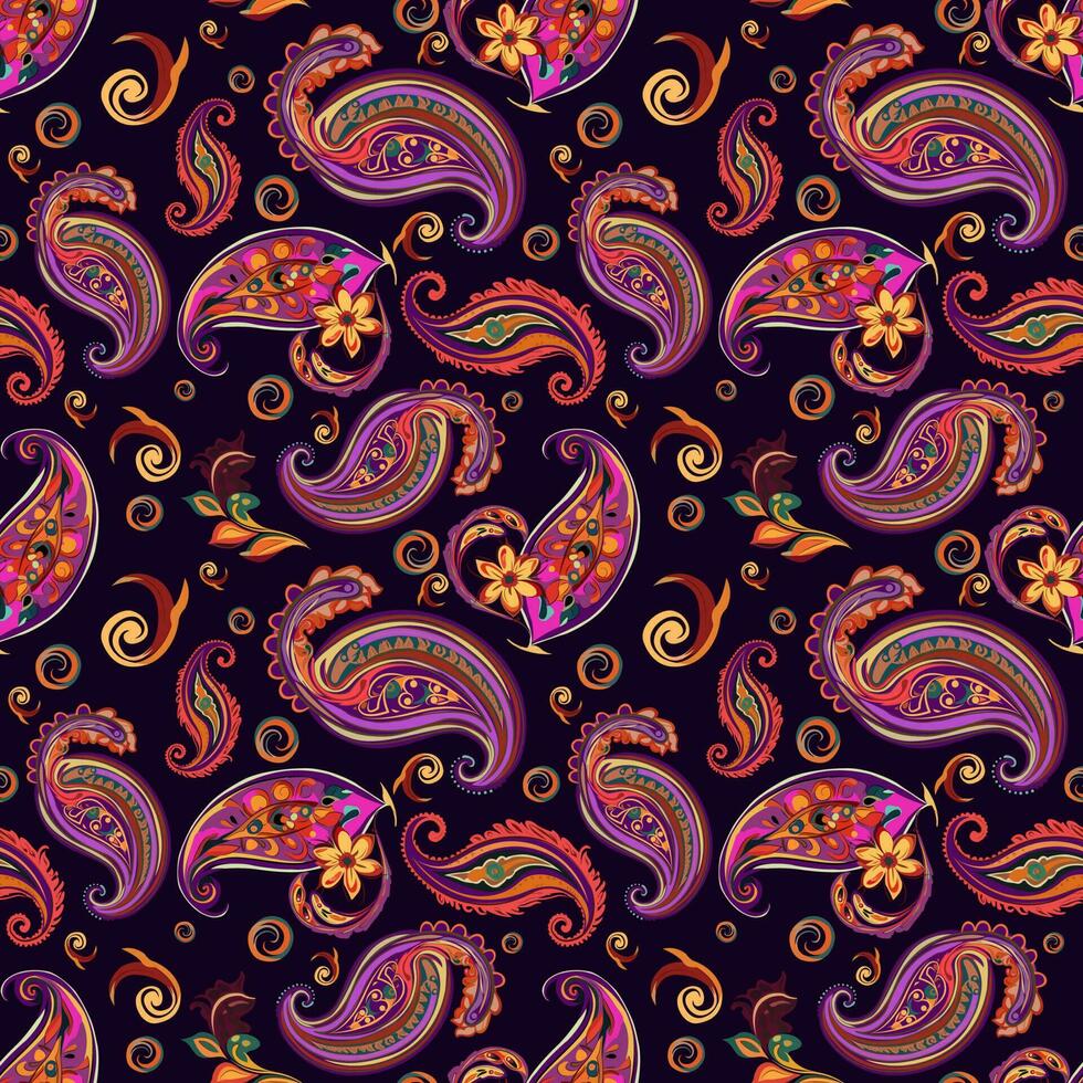 Paisley ethnic seamless pattern design. floral pattern with paisley and indian flower motifs. damask style pattern for textil and decoration vector