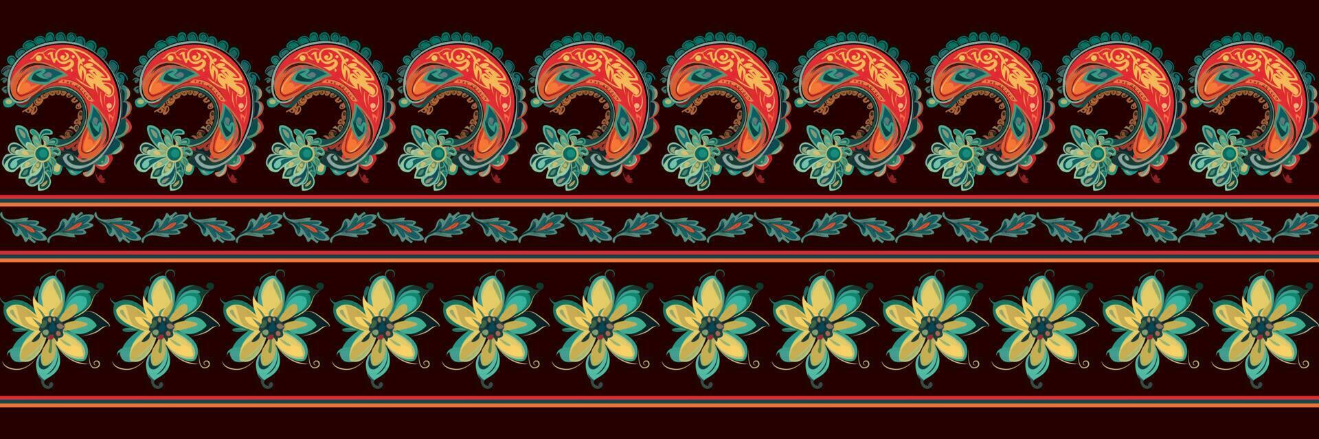 cachemir étnico sin costura modelo diseño. floral modelo con cachemir y indio flor motivos damasco estilo modelo para textil y decoración vector