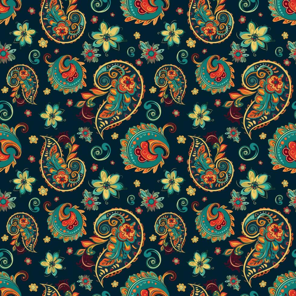 Paisley ethnic seamless pattern design. floral pattern with paisley and ...