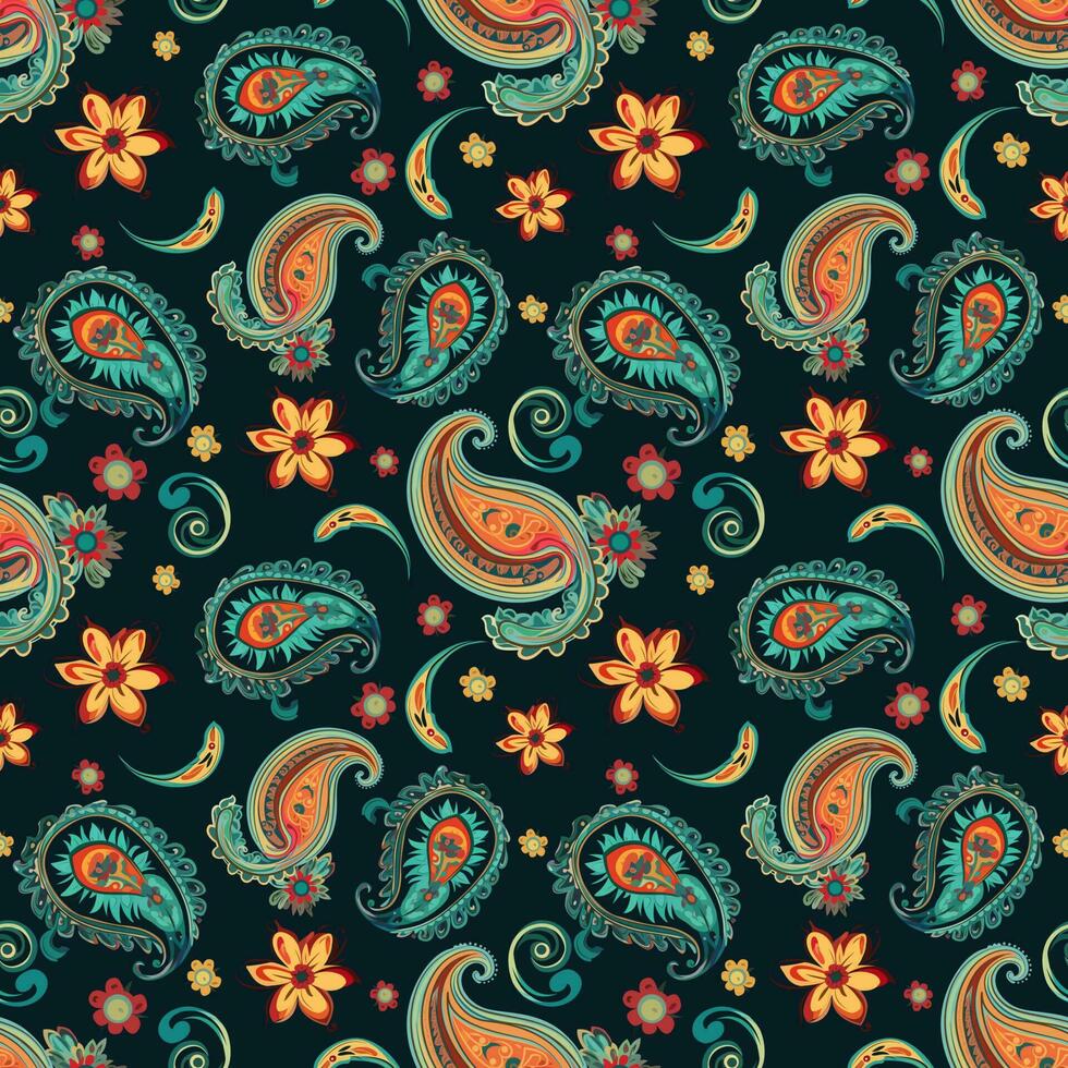 cachemir étnico sin costura modelo diseño. floral modelo con cachemir y indio flor motivos damasco estilo modelo para textil y decoración vector