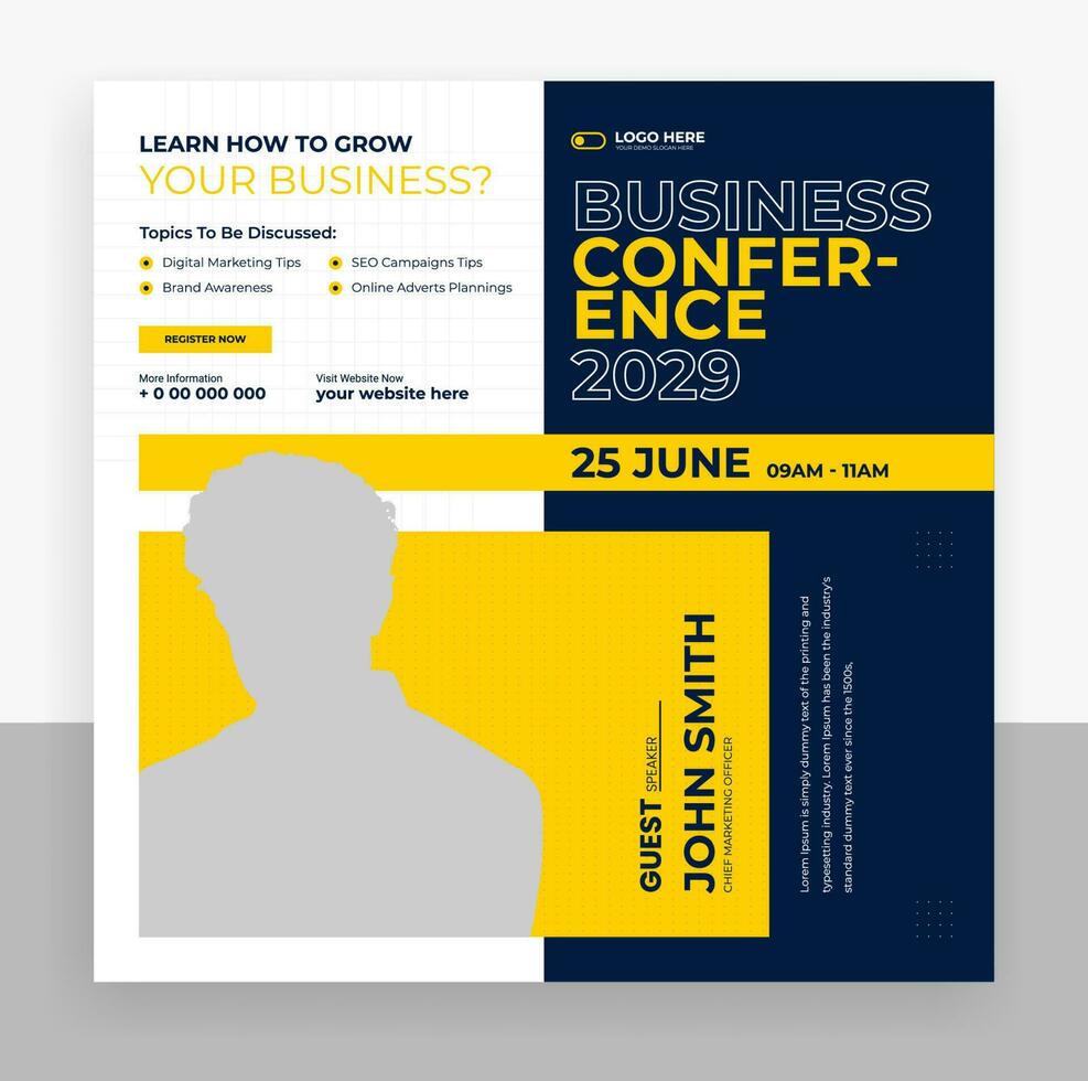 business conference social media post template vector