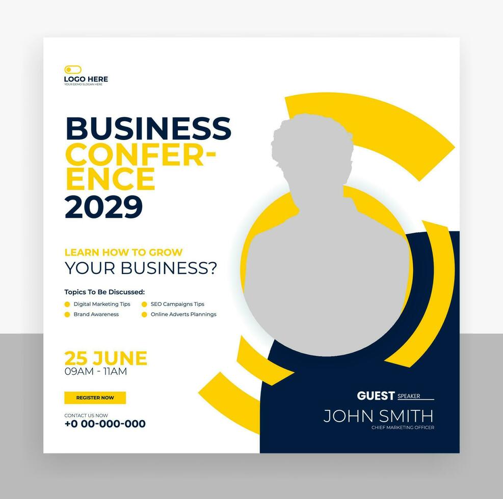 business conference social media post template vector