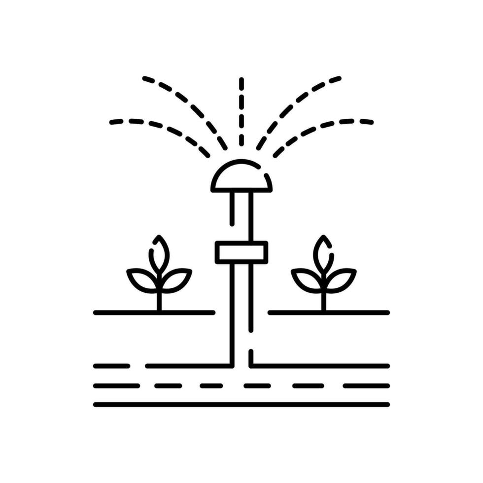 agricultura y agricultura icono Delgado línea estilo. global agricultura y cosecha. aldea. goteo irrigación. vector
