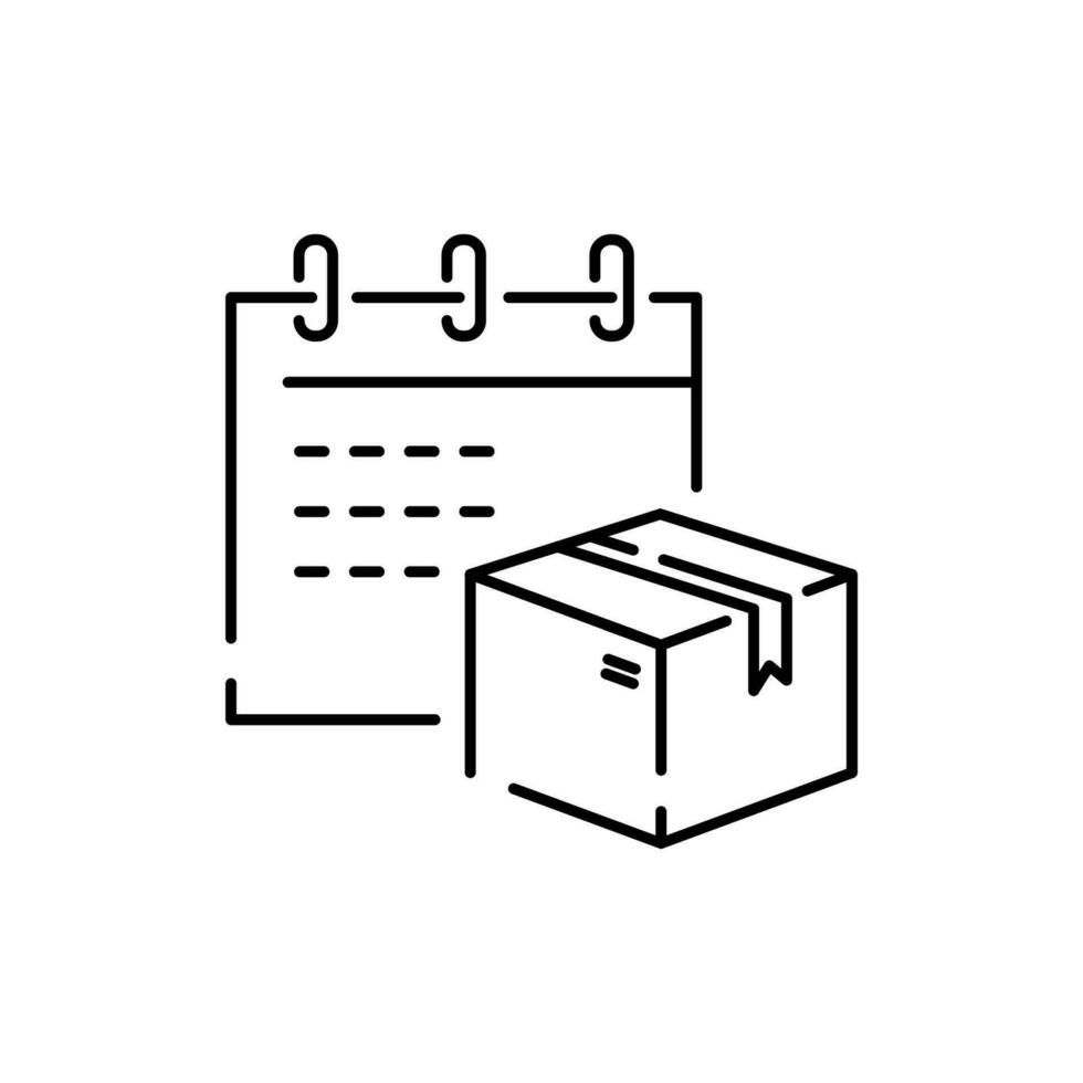 Logistics and Shipping line icons. Delivery cargo box. Time or speed with calendar. vector