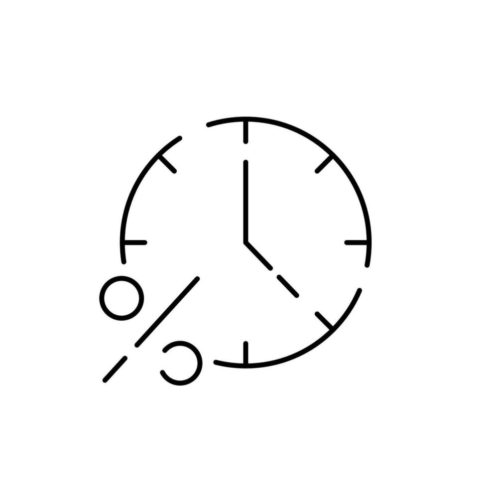 Discount icons in modern thin line style. Sale symbols for web site design and mobile apps. Vector discount pictograms. Sale or shopping mall shop season. Clock and time fast.