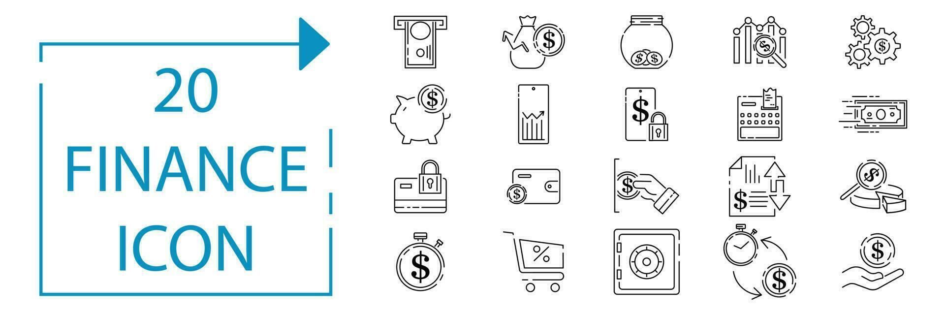 Simple Set of Money Related Vector Line Icons. Contains such Icons as Wallet, ATM, Bundle of Money, Hand with a Coin and more. Editable Stroke. Finance or economy.