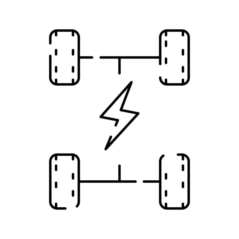 eléctrico coche línea icono. eléctrico automóvil cable contorno y enchufe cargando negro símbolo. eco simpático electro auto vehículo concepto. vector electricidad ilustración.