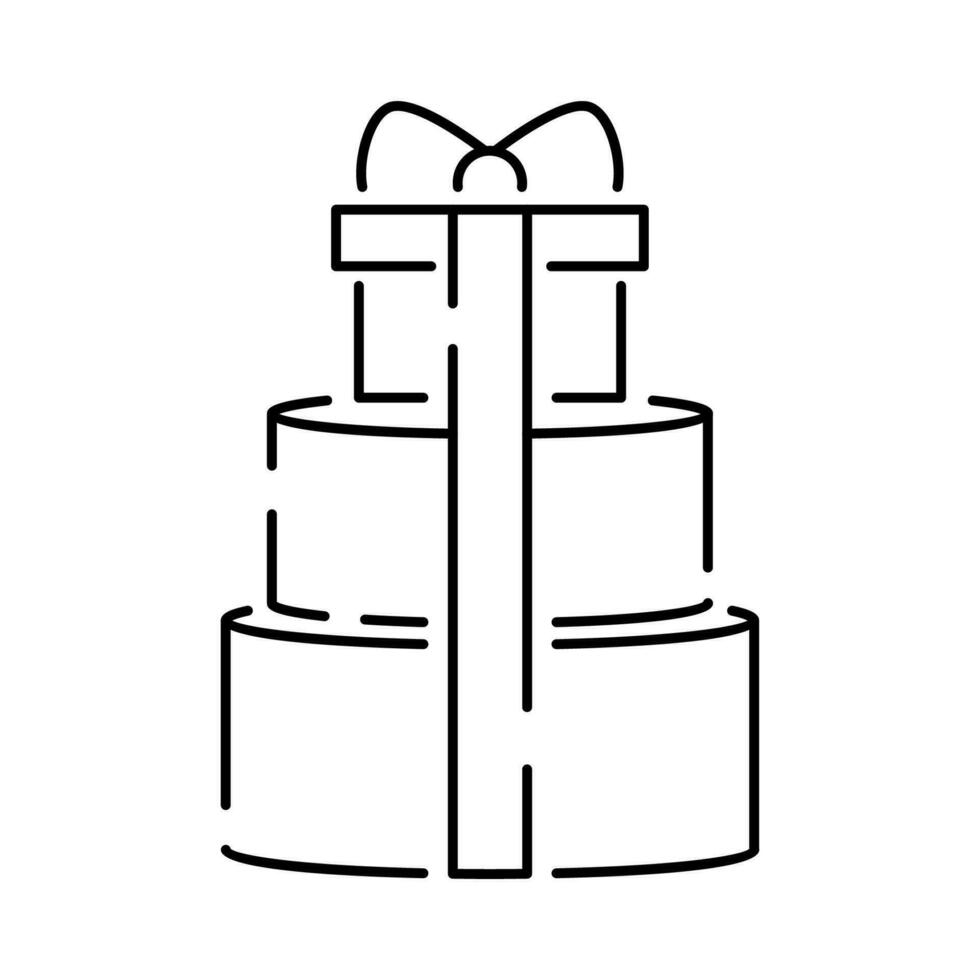 Party, Birthday, Holidays - Outline vector line icon. Gift and gift box ribbon.