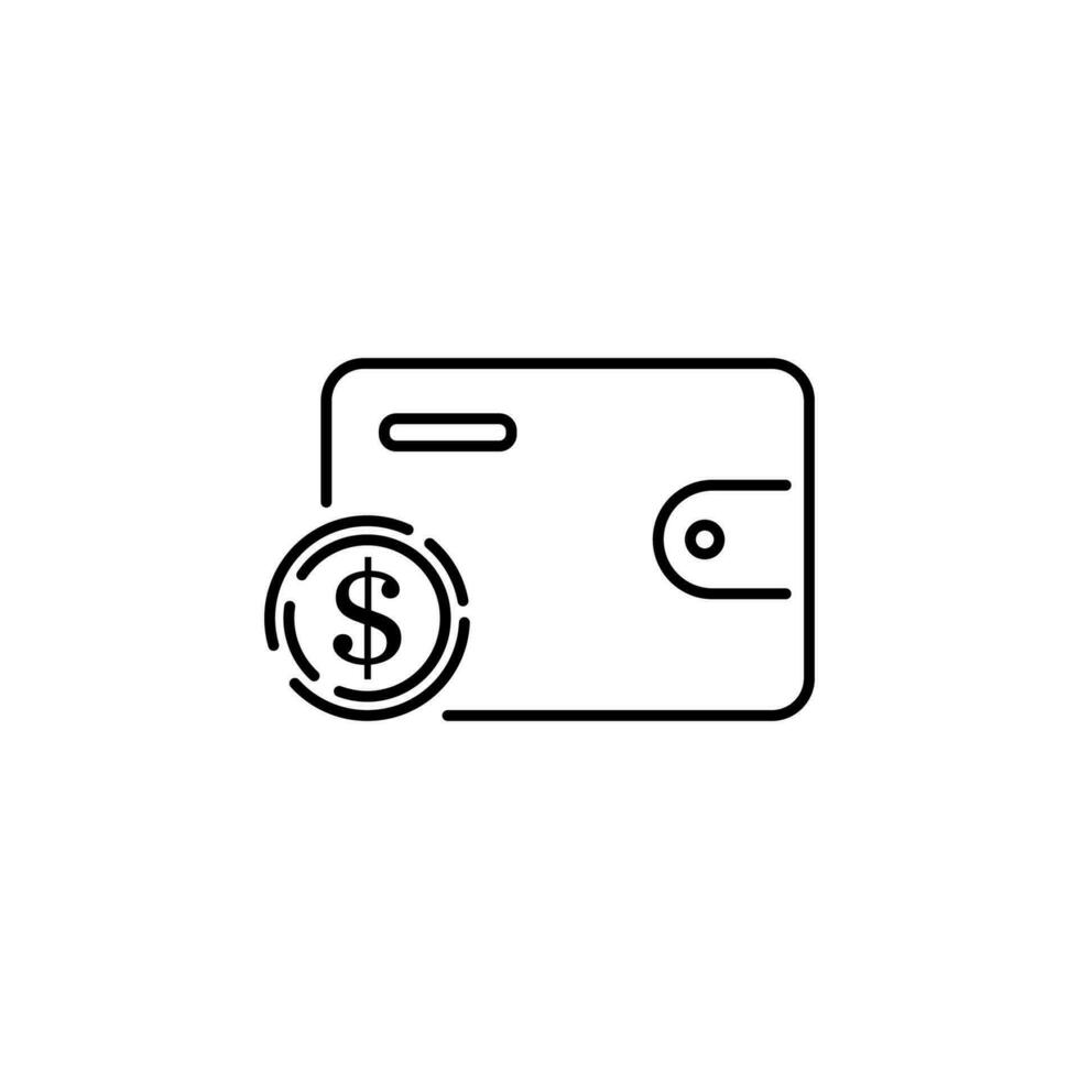 Wallet Line Icon. Money and dollar sign with finance or economy vector. vector