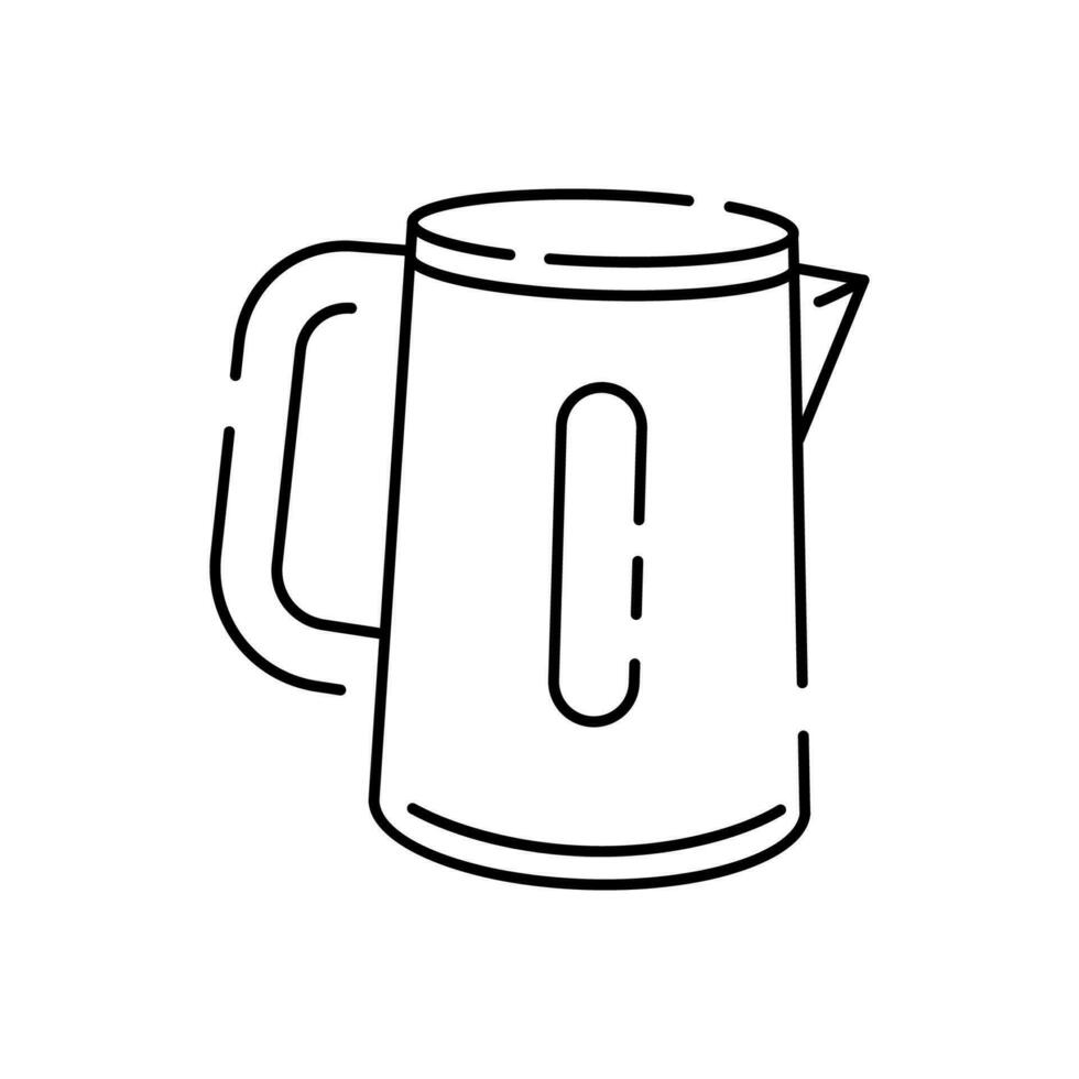 Line icon for tea kettle illustrations with editable strokes. This vector graphic has customizable stroke width. Kitchen Household appliances.